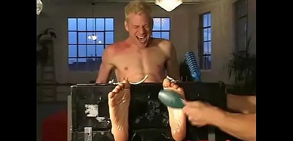  A blonde twink dude tied up and tickled all over his body